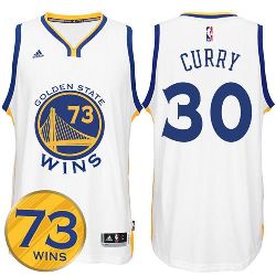 Golden State Warriors #30 Stephen Curry Record Breaking Season Exclusive 73 Wins White Swingman Jersey
