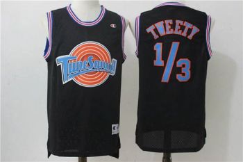 Space Jam Tune Squad 1-3 Tweety Black Stitched Basketball Jersey