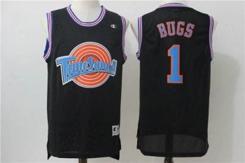 Space Jam Tune Squad #1 Bugs Bunny Black Movie Stitched Basketball Jersey