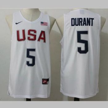 Nike 2016 Olympic Team USA #5 Kevin Durant White Stitched NBA Jersey