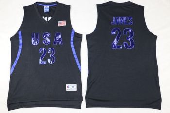 Mens Lebron James NBA JERSEYS #23 Olympic USA Nike Black Basketball Jersey