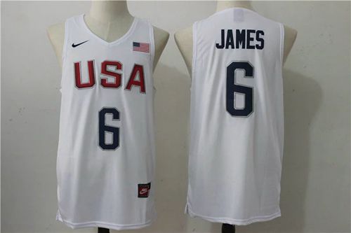 Nike New USA #6 Lebron James White 2016 Dream Team Stitched Jersey