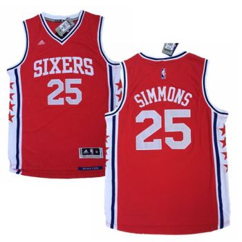#25 Mens Philadelphia 76ers Ben Simmons Adidas Red NBA Draft'16 Replica Alternate Stitched Jersey