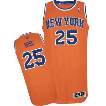 #25 New York Knicks Derrick Rose Adidas Orange Mens NBA Authentic Alternate Stitched Jersey