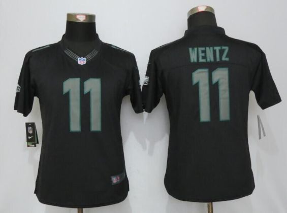 Womens Philadelphia Eagles #11 Carson Wentz New Nike Black Impact Limited Stitched NFL Jersey