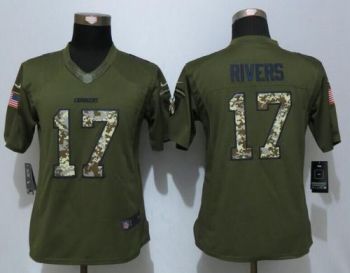 Womens NFL San Diego Chargers #17 Philip Rivers Nike Green Salute To Service Stitched Limited Jersey