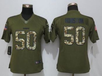 Womens #50 Justin Houston Nike Green Salute To Service Kansas City Chiefs NFL Stitched Limited New Jersey
