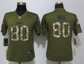 Womens NFL San Francisco 49ers #80 Jerry Rice Nike Green Salute To Service Stitched Limited Jersey