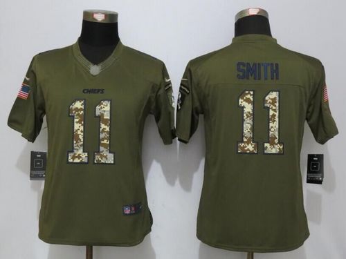 Womens #11 Alex Smith Nike Green Salute To Service Kansas City Chiefs NFL Stitched Limited New Jersey