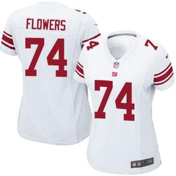 New York Giants #74 Ereck Flowers Nike White Womens Stitched NFL Game Jersey