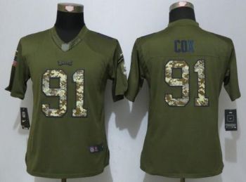 Womens NFL Philadelphia Eagles #91 Fletcher Cox Nike Green Salute To Service Stitched Limited Jersey