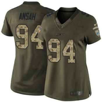 Women's Detroit Lions #94 Ziggy Ansah Nike Green Stitched NFL Limited Salute To Service Jersey