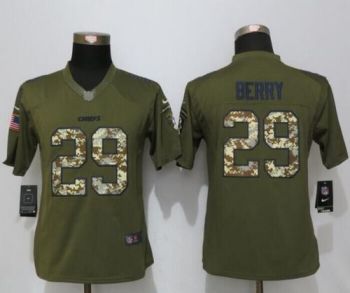 Womens #29 Eric Berry Nike Green Salute To Service Kansas City Chiefs NFL Stitched Limited New Jersey