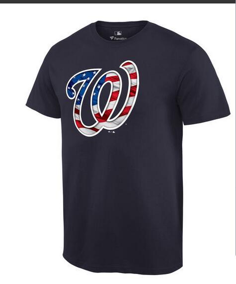 Mens Washington Nationals Navy MLB Baseball Banner Wave T-Shirt