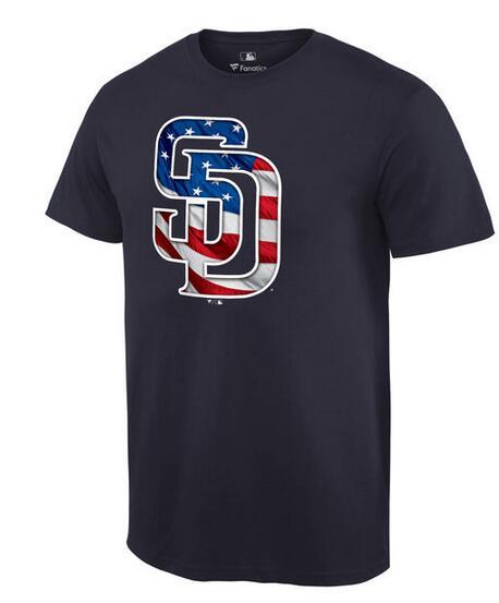 Mens San Diego Padres Navy MLB Baseball Banner Wave T-Shirt