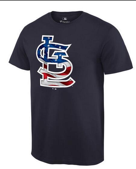 Mens St. Louis Cardinals Navy MLB Baseball Banner Wave T-Shirt