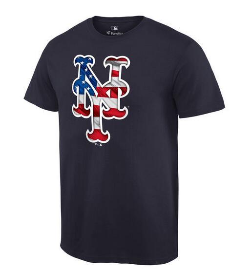 Mens New York Mets Navy MLB Baseball Banner Wave T-Shirt