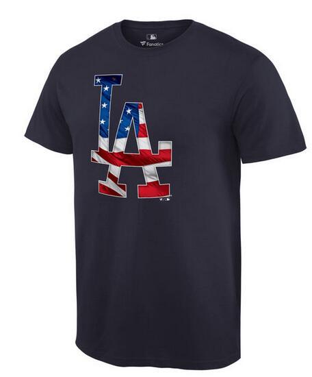 Mens Los Angeles Dodgers Navy MLB Baseball Banner Wave T-Shirt