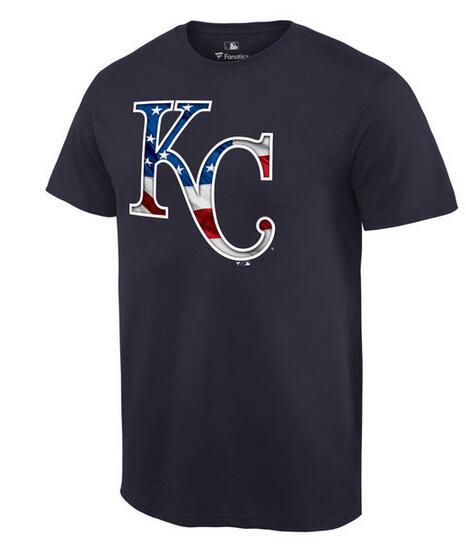 Mens Kansas City Royals Navy MLB Baseball Banner Wave T-Shirt