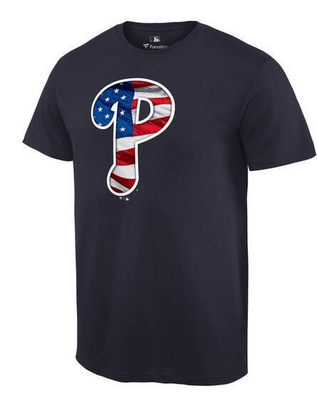 Mens Philadelphia Phillies Navy MLB Baseball Banner Wave T-Shirt