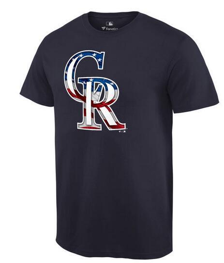 Mens Colorado Rockies Navy MLB Baseball Banner Wave T-Shirt