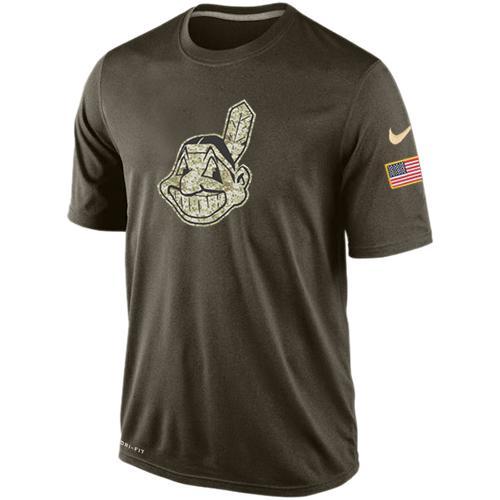 Mens Cleveland Indians Green Salute To Service MLB Baseball Nike Dri-FIT T-Shirt