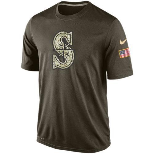 Mens Seattle Mariners Green Salute To Service MLB Baseball Nike Dri-FIT T-Shirt