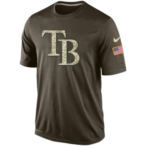 Mens Tampa Bay Rays Green Salute To Service MLB Baseball Nike Dri-FIT T-Shirt