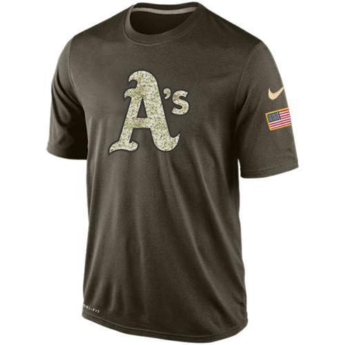 Mens Oakland Athletics Green Salute To Service MLB Baseball Nike Dri-FIT T-Shirt