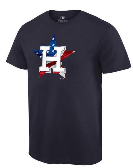Mens Houston Astros Navy MLB Baseball Banner Wave T-Shirt