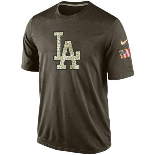 Mens Los Angeles Dodgers Green Salute To Service MLB Baseball Nike Dri-FIT T-Shirt