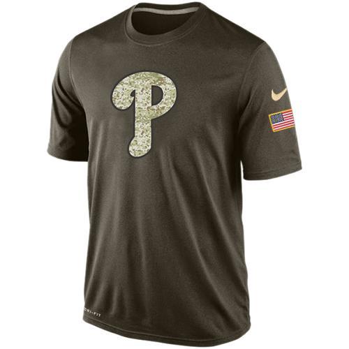Mens Philadelphia Phillies Green Salute To Service MLB Baseball Nike Dri-FIT T-Shirt