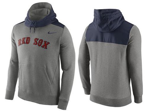 Baseball Mens Boston Red Sox Stitches Nike Pullover Hoodie - Grey-Navy Blue