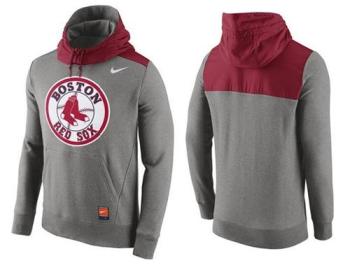 Baseball Mens Boston Red Sox Stitches Nike Pullover Hoodie - Grey-Red