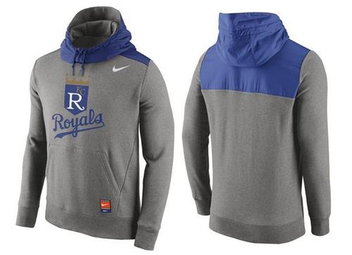 Baseball Mens Kansas City Royals Stitches Nike Pullover Hoodie - Grey-Blue