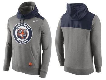 Baseball Mens Detroit Tigers Stitches Nike Pullover Hoodie - Grey-Navy Blue