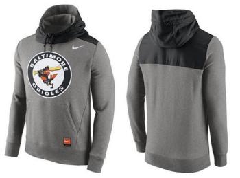 Baseball Mens Baltimore Orioles Stitches Nike Pullover Hoodie - Grey-Black