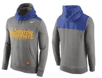 Baseball Mens Seattle Mariners Stitches Nike Pullover Hoodie - Grey-Blue