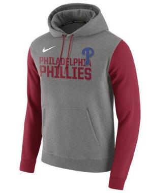 Mens Philadelphia Phillies Nike Gray Baseball Club Fleece Pullover Hoodie