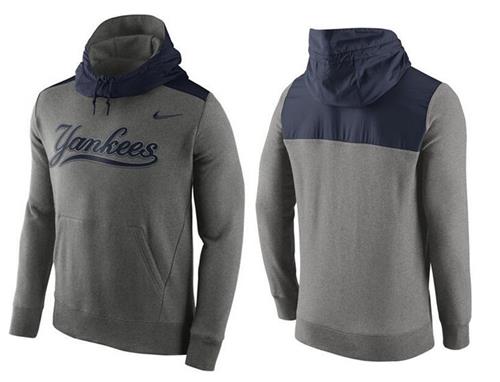 Baseball Mens New York Yankees Stitches Nike Pullover Hoodie - Grey-Navy Blue