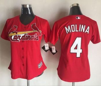 Womens St.Louis Cardinals #4 Yadier Molina Red Alternate Stitched Baseball Jersey