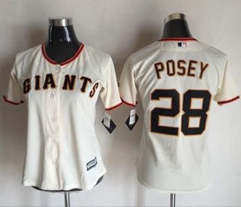 San Francisco Giants #28 Buster Posey Cream Women's Home Stitched Baseball Jersey