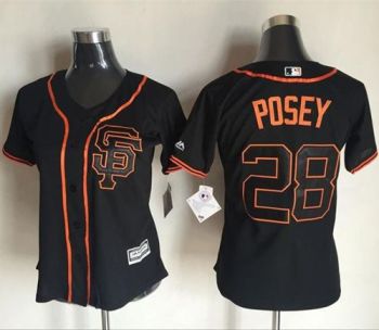 San Francisco Giants #28 Buster Posey Black Women's Alternate Stitched Baseball Jersey