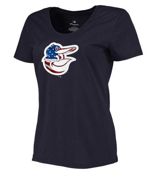 Women's Baltimore Orioles Navy Plus Sizes MLB Baseball Banner Wave T-Shirt