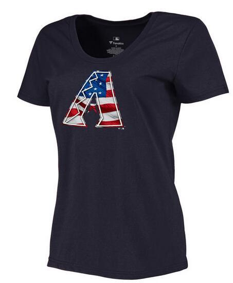 Women's Arizona Diamondbacks Navy Plus Sizes MLB Baseball Banner Wave T-Shirt