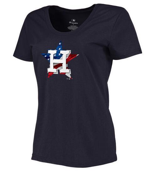 Women's Houston Astros Navy Plus Sizes MLB Baseball Banner Wave T-Shirt