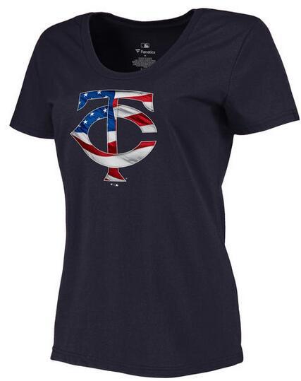 Women's Minnesota Twins Navy Plus Sizes MLB Baseball Banner Wave T-Shirt