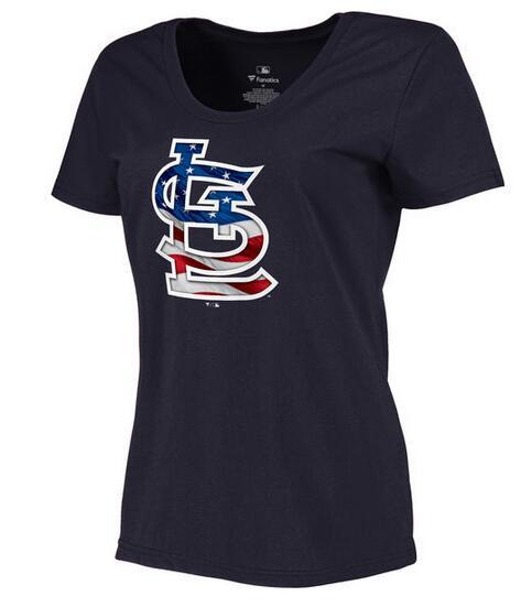 Women's St. Louis Cardinals Navy Plus Sizes MLB Baseball Banner Wave T-Shirt