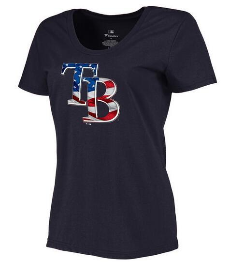 Women's Tampa Bay Rays Navy Plus Sizes MLB Baseball Banner Wave T-Shirt