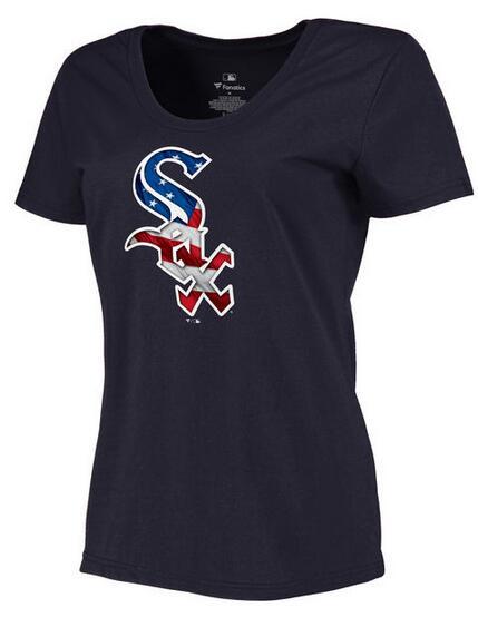 Women's Chicago White Sox Navy Plus Sizes MLB Baseball Banner Wave T-Shirt